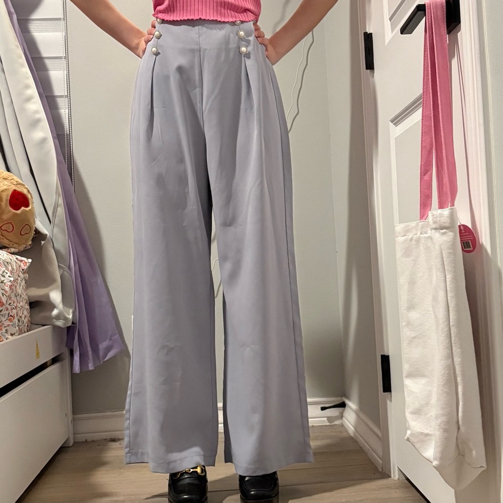 Grey wide leg trousers